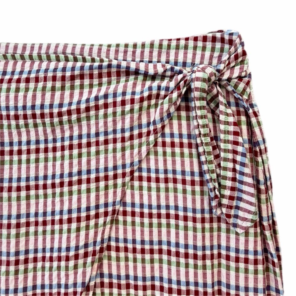 Madewell Red White Gingham Sarong Midi Wrap Boho Travel Vacation Chic Skirt - Picture 5 of 10
